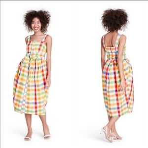 Sleeveless Multi-Color Gingham Midi Dress